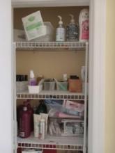 3 Shelves of Linen Closet Bathroom Contents