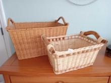 Pair of Woven Wicker Decor Baskets