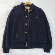VTG LACOSTE Reversible Button Front Windbreaker Jacket 80s 90s Blue Beige