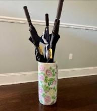 CERAMIC UMBRELLA HOLDER WITH CONTENTS
