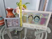 Group of Beachy decor, including candles