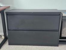 HON Flagship? Lateral File 2 Drawers Filing Cabinet, Charcoal Finish, metal