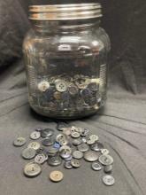 Vintage Jar of Black Buttons