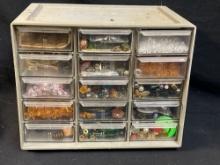 Stack-On Multi-Drawer Storage Cabinet with Contents, Beads, Buttons, & Turquenite
