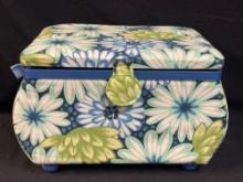 Vintage sewing box with contents including