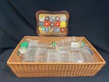 A Crafters Dream! Basket of Glass Baby Food Jars