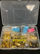 Buttons, many of which appear to be military or uniform buttons, Waterbury Button Company and More