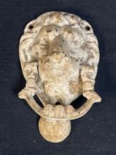 OLD BRASS PAINTED LION HEAD DOOR KNOCKER