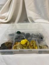 Tray of Vintage Yellow and Green Buttons