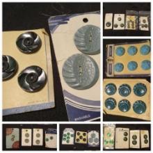 Group of Vintage Buttons on Original Cards, Some 1930's, Fashions Latest, Le Chic, Costumakers