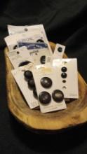 Dark-tone Vintage Buttons on Original Cards, La Mode, Exquistit, Supreme, Slimline