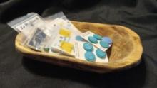 Blue-tone Vintage Buttons on Original Cards, Le Bouton, Le Moderne, Le Chic