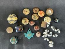 Mixed Group of Small and Unique OLD Buttons including oval black and white glass