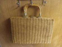 Vintage wicker purse by SECURITY, with twist latch and Whimsical briefcase-look
