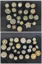 Large Group of Vintage Rhinestone Button Collection, SHINY!