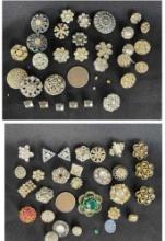 Lovely Rhinestone Buttons, Vintage Flower Shape and Geometric