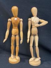 (2) Miniature Fully Jointed Articulated Wooden Figures