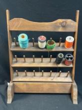 21 SPOOL THREAD RACK, WOODEN