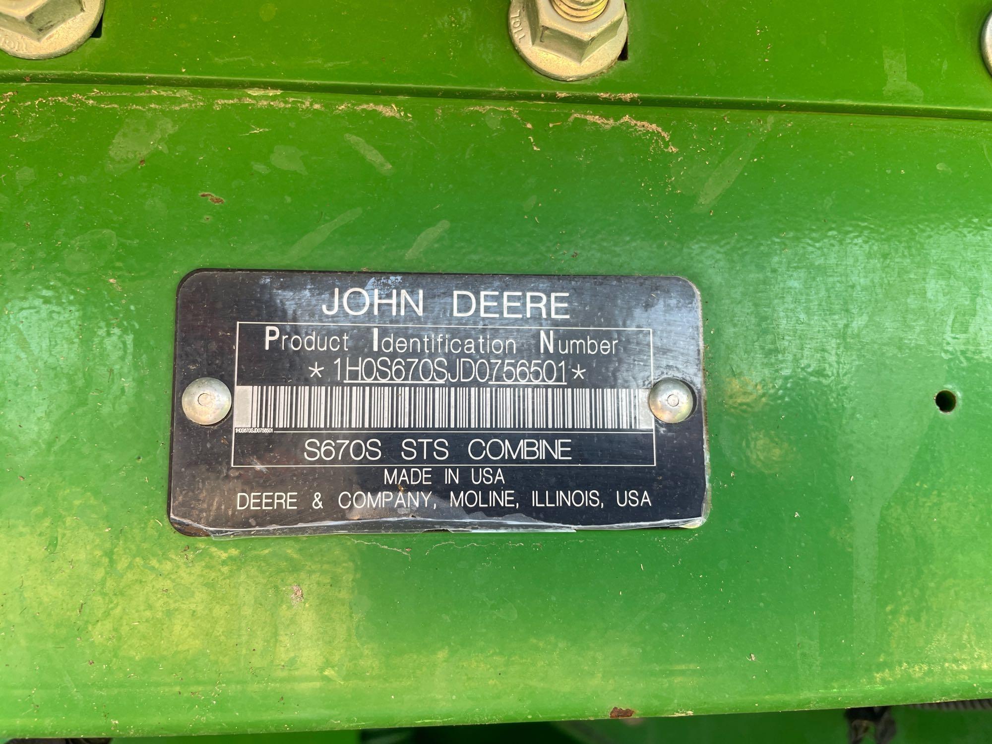 S670 JOHN DEERE COMBINE