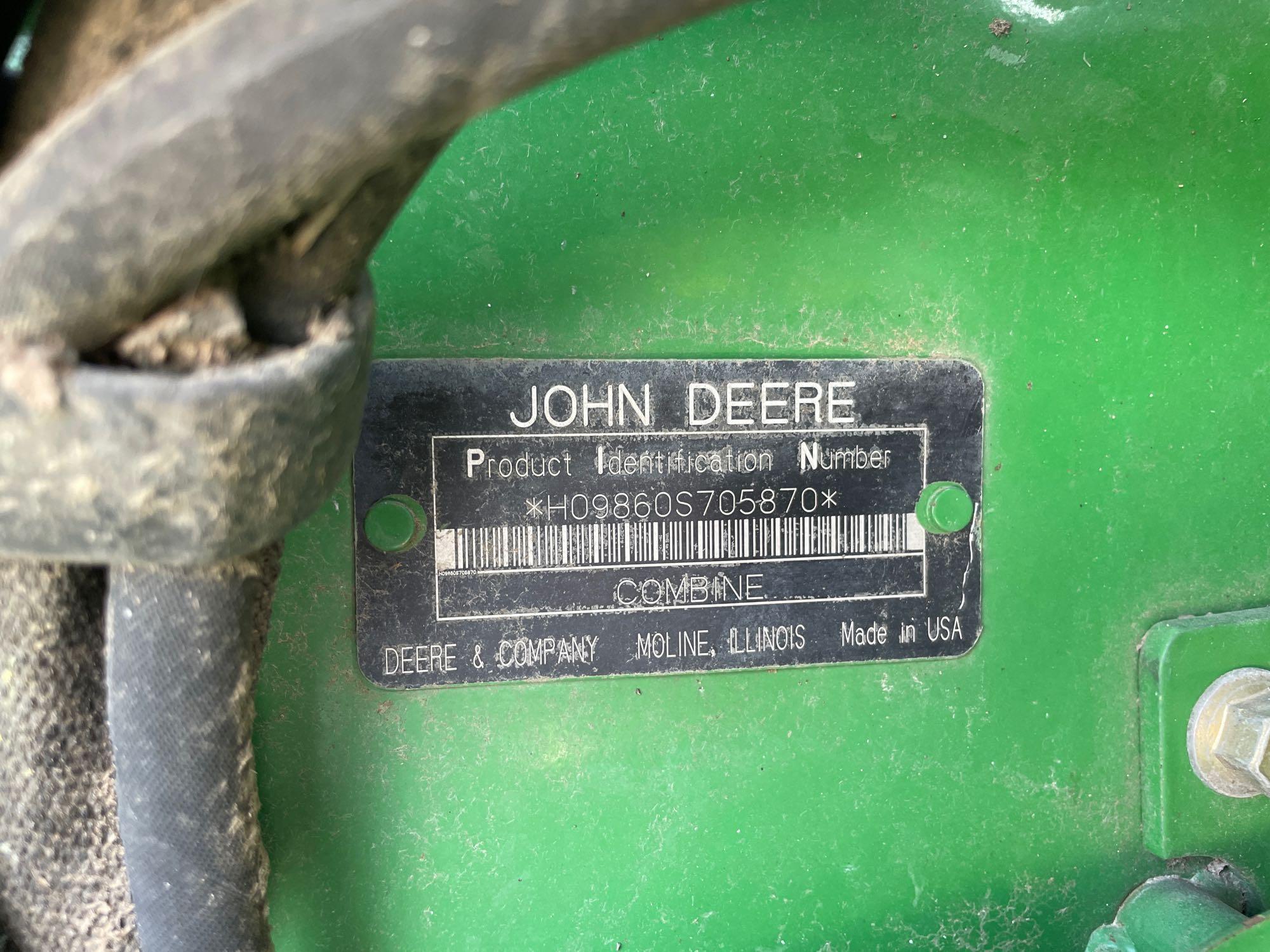9860 STS JOHN DEERE COMBINE, 2004 YR., DOES NOT RUN
