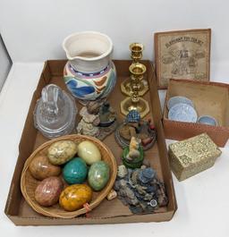 Stone Eggs, Pottery, Bunny on Nest Dish, etc.