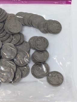 100 Buffalo Nickels, All with Dates, Most Full Dates