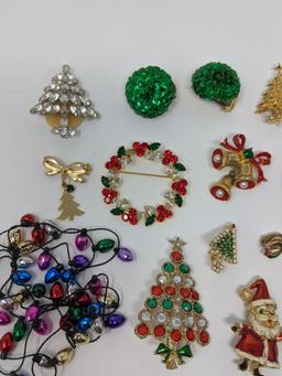 Grouping of Christmas Costume Jewelry