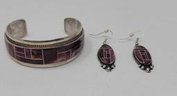 Sterling Cuff Bracelet with Matching Earrings