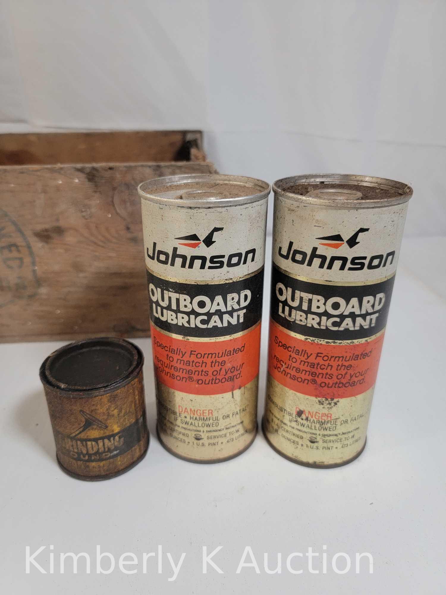 Vintage Advertising, Containers: Anti-Icer, Degreaser, Brake Fluid, Lubricants and Wooden Crate