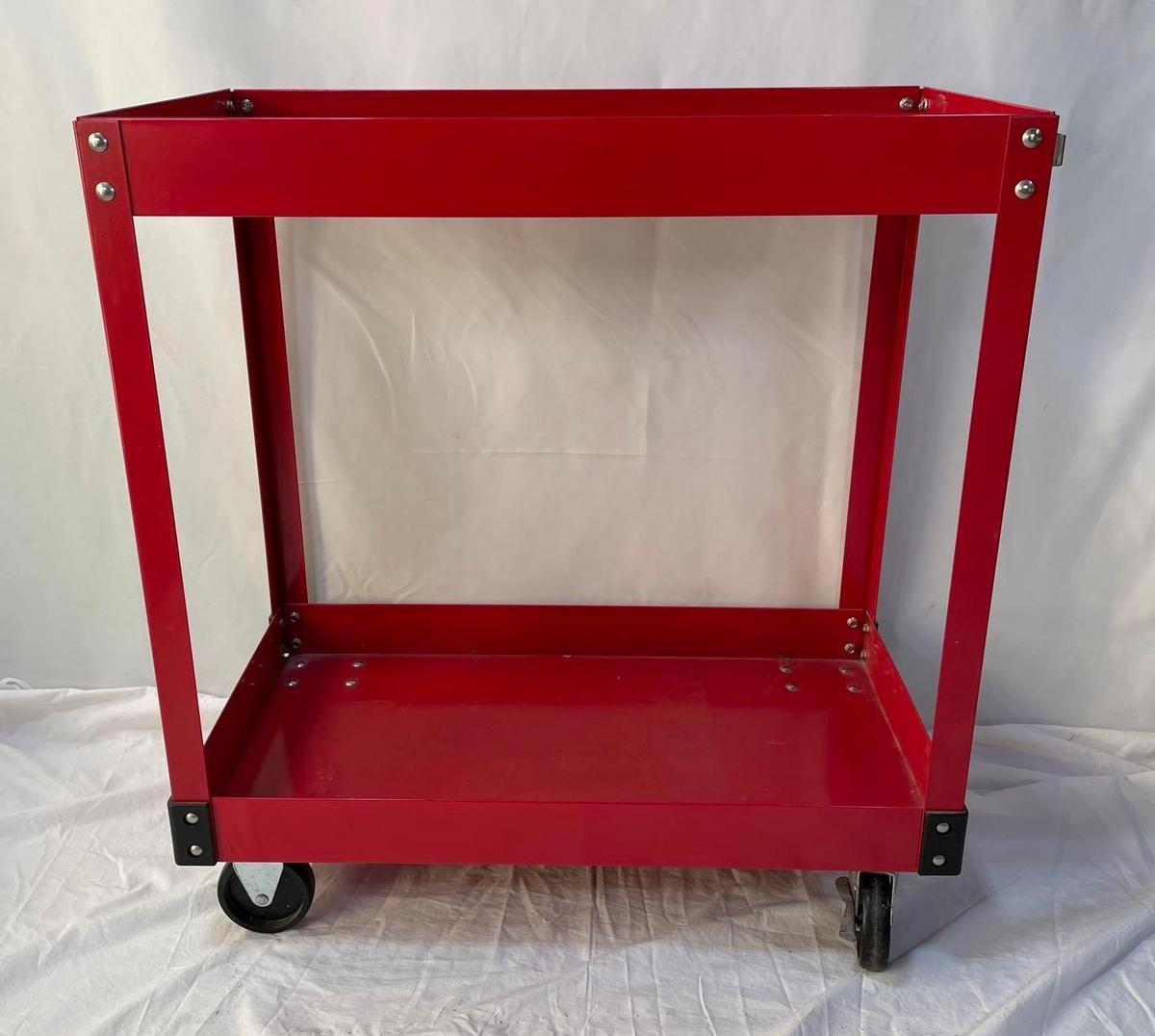 Red Metal Utility Cart