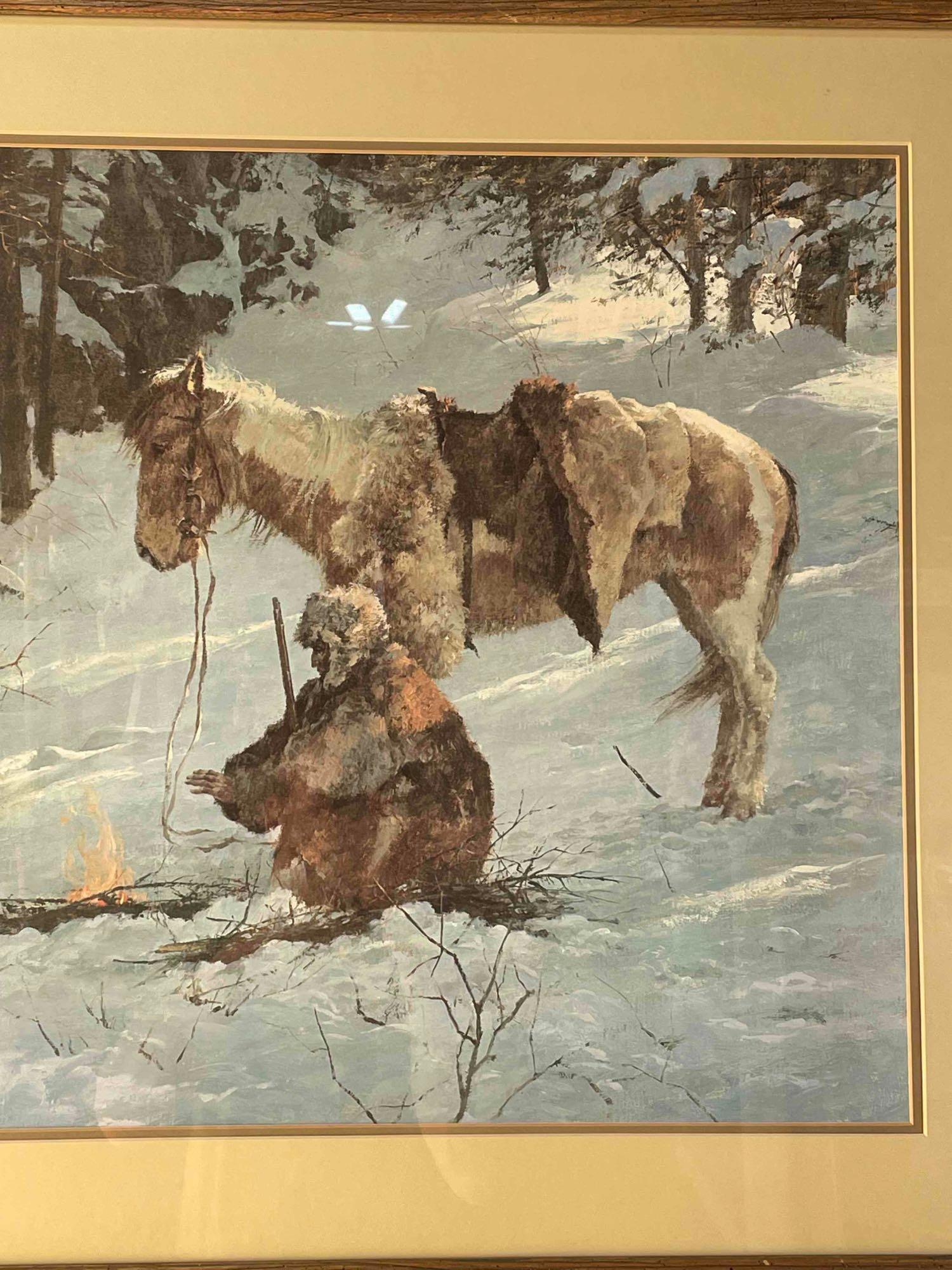 Framed, Signed & Numbered Print "Small Comforts" by Howard Terpning, c. 1977