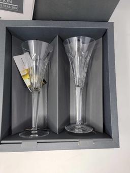 Waterford Crystal "The Millennium Collection: A Toast to the Year 2000" Crystal Champagne Flutes