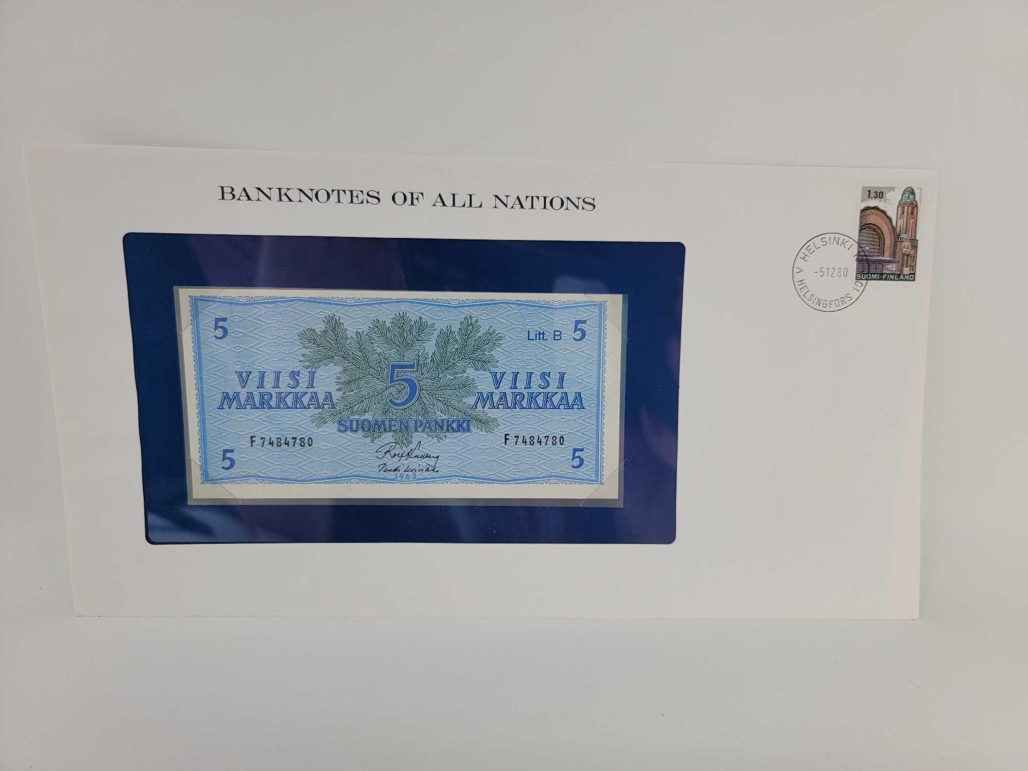 Collection of "Banknotes of All Nations" with Box and Informative Tab Dividers