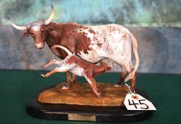 Painted Longhorn Bronze called "Ranch Breakfast" by Capt. John Brandt