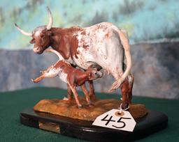 Painted Longhorn Bronze called "Ranch Breakfast" by Capt. John Brandt