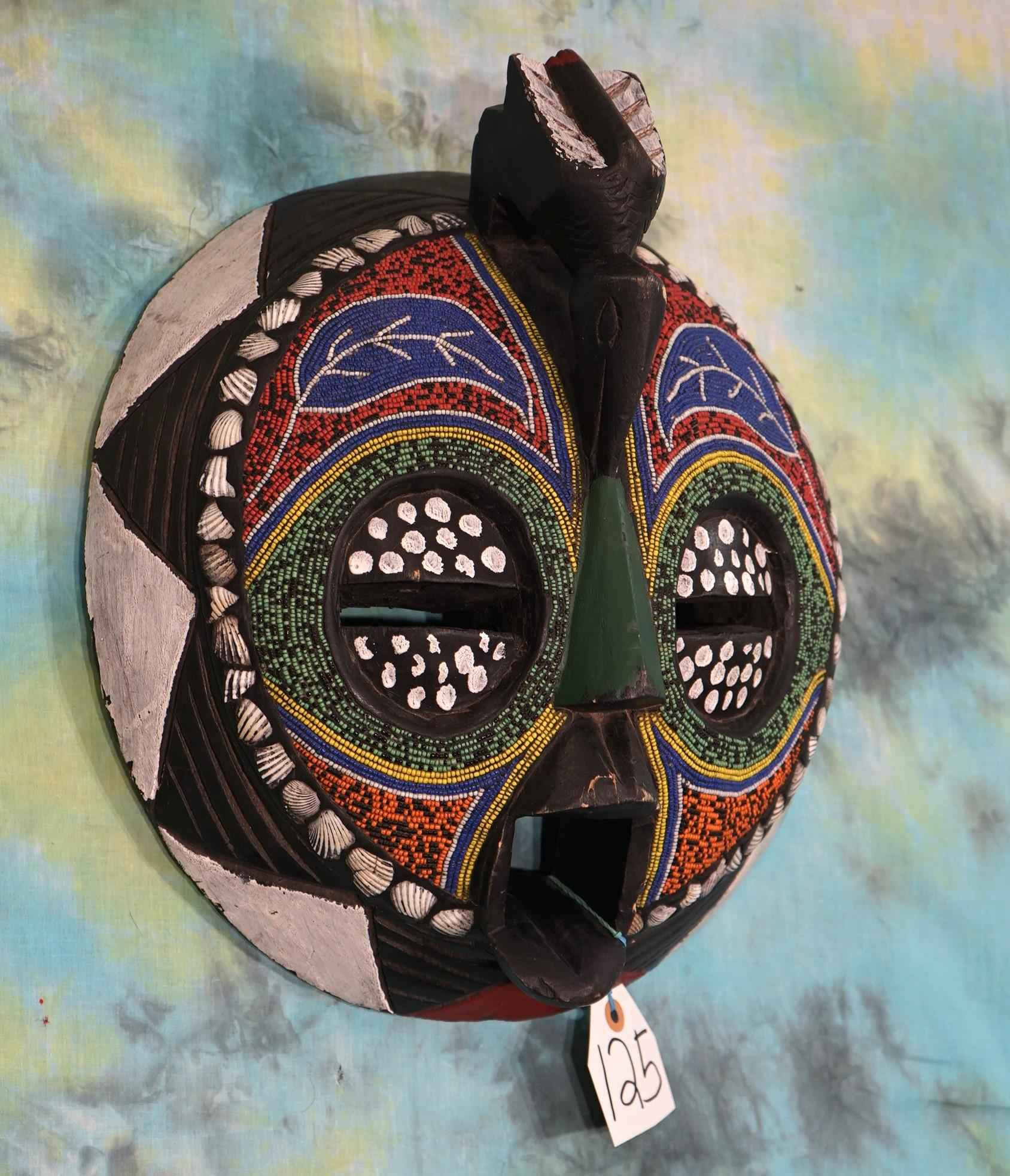 Large Round-beaded Handmade African Wood Mask