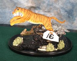 Beautiful Resin Tiger on Glass Base