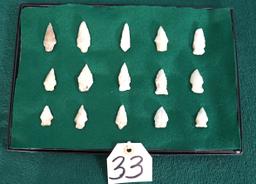 15 Clear White Quartz Authentic Arrowheads from North Carolina