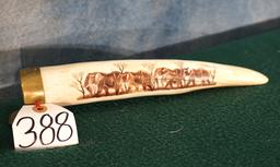 Scrimshawed Hippo Tusk Decor