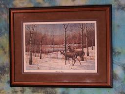 Framed Whitetail Deer Print Called "Opening Day"