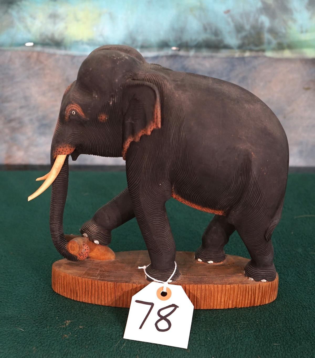 Indian Elephant Wood Carving