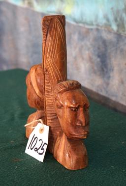 African Wood Carved Bookends