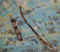 African Bushmen Bow and Arrows with Quiver