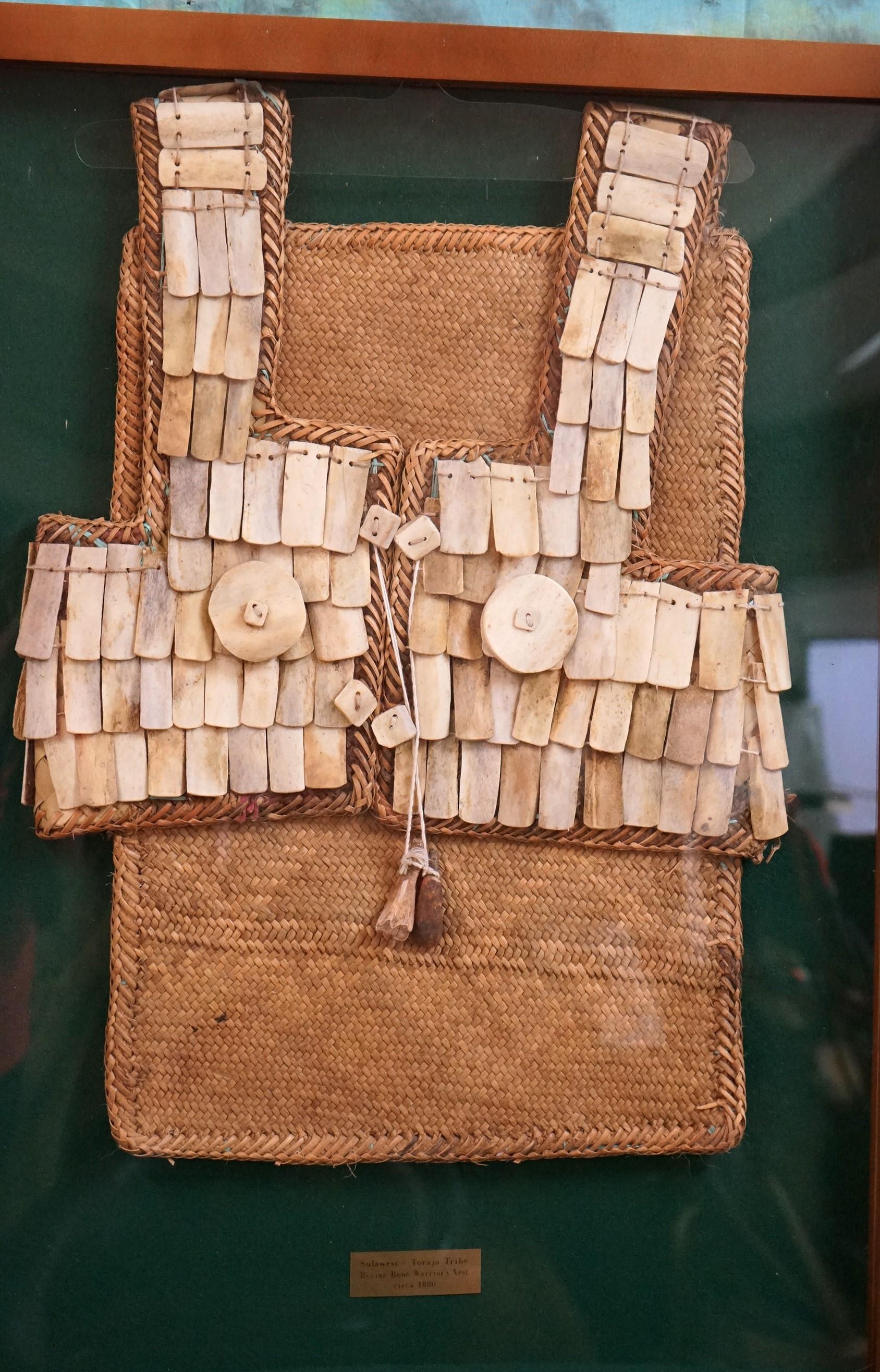 1880 circa Framed Indonesian Bovine Bone Warriors Vest