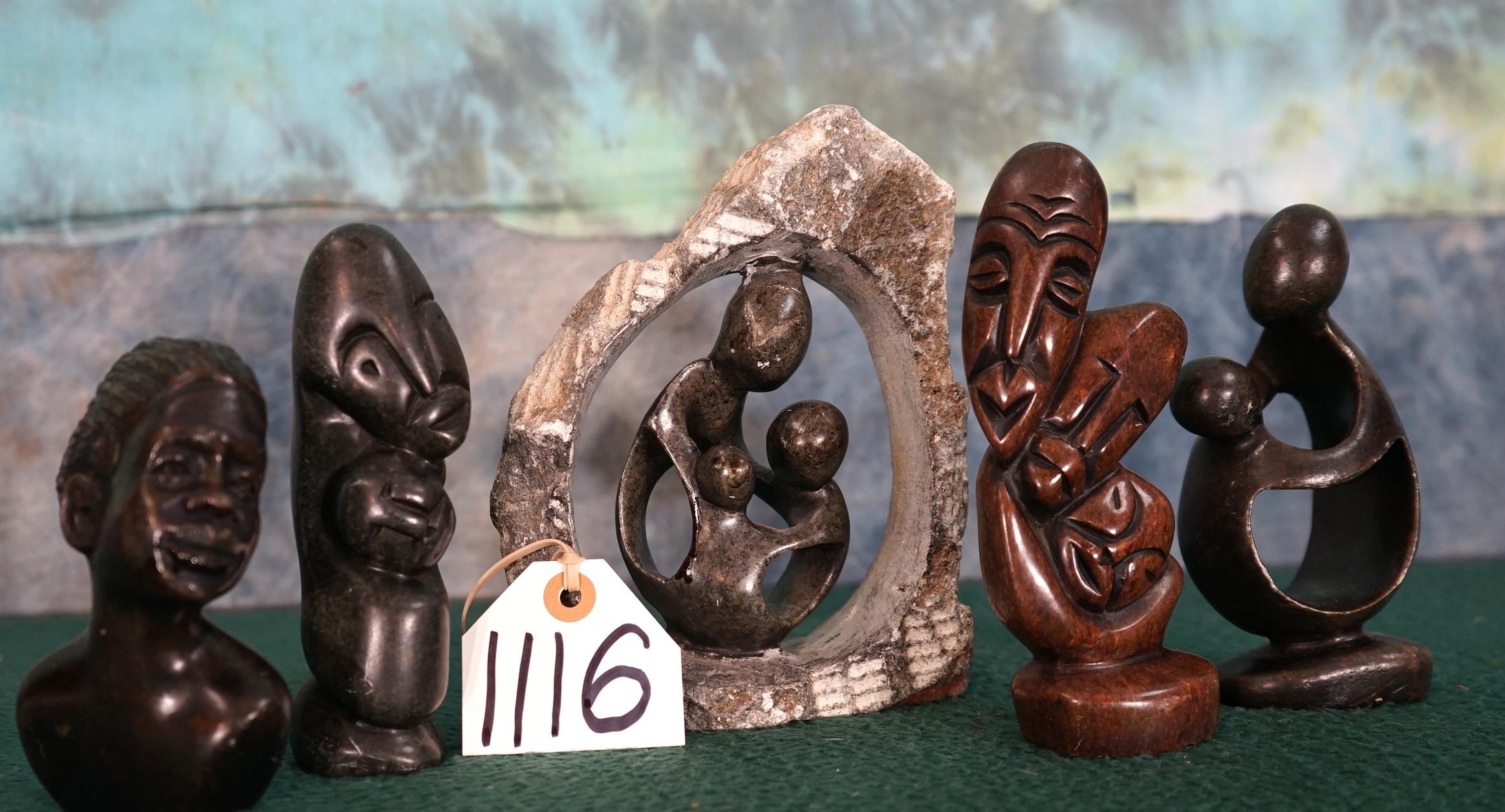 Five African People Statues made from Soapstone