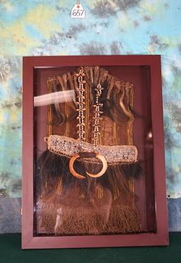 Indonesian Hunters Outfit with Wild Boar Necklace in Nice Display Frame