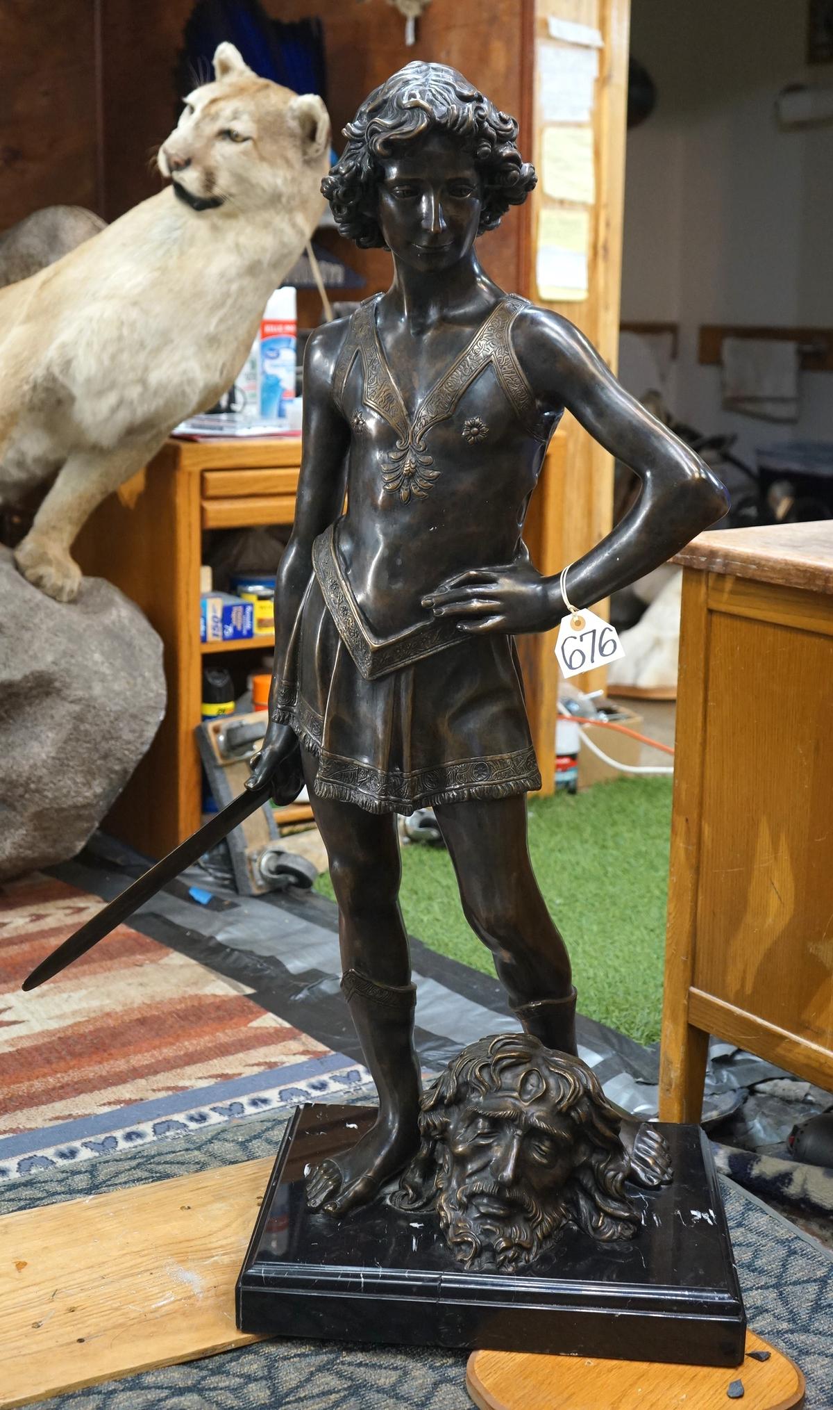 David and Goliath Bronze Statue