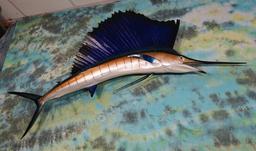 Beautiful Brand New! Pacific Sailfish 6ft. 2" Fiberglass Taxidermy Reproduction Fish Mount