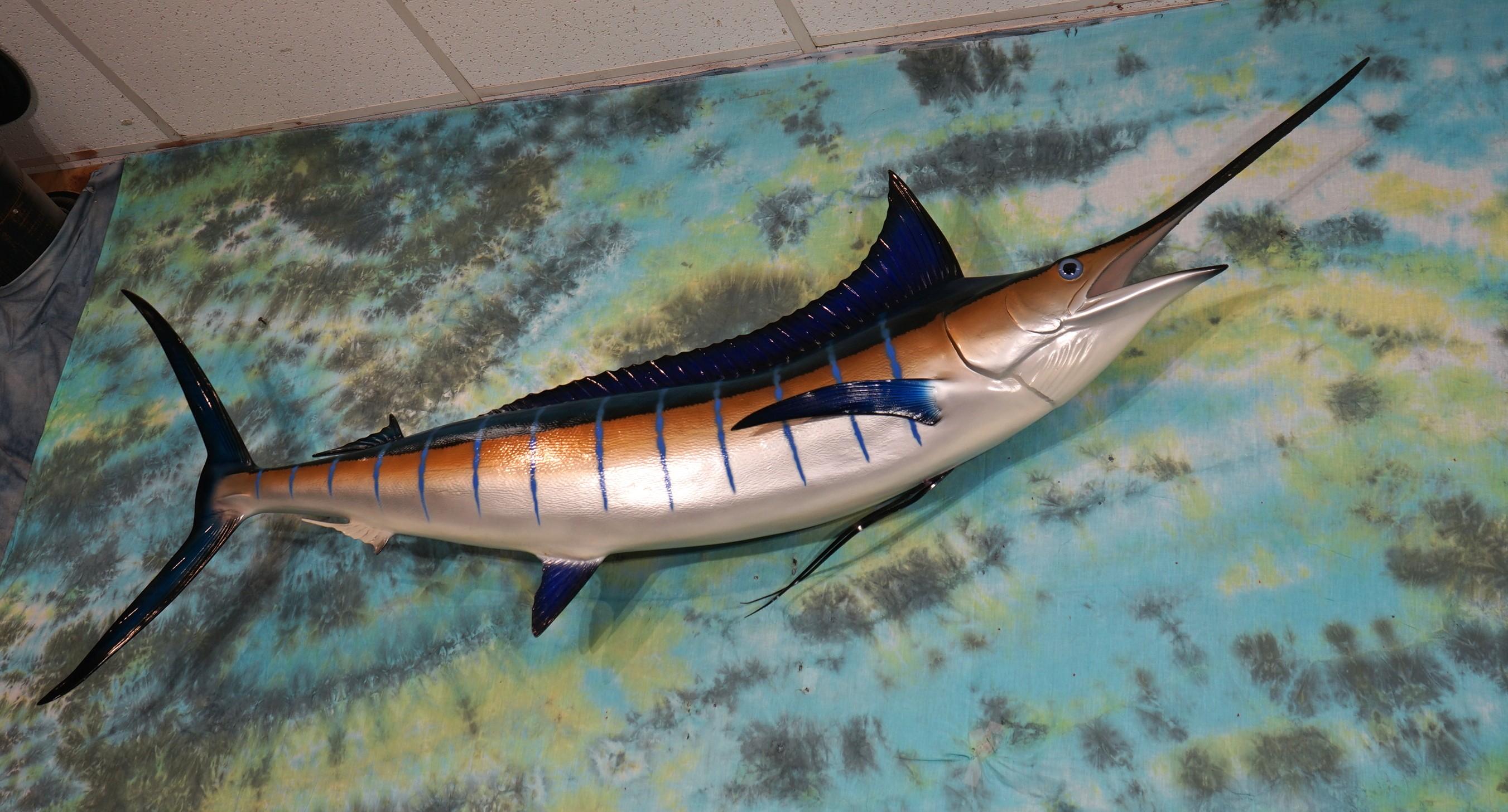 Brand New! White Marlin 6ft. 6 3/4" Fiberglass Reproduction Taxidermy Fish Mount