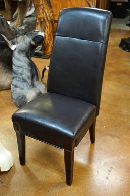 Brand New Leather Covered Chair with beautiful Painting of a Mountain Lion on the Back